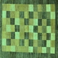 thumbnail image 1 of Ahgly Company Machine Washable Indoor Square Checkered Turquoise Blue Modern Area Rugs, 6' Square, 1 of 4