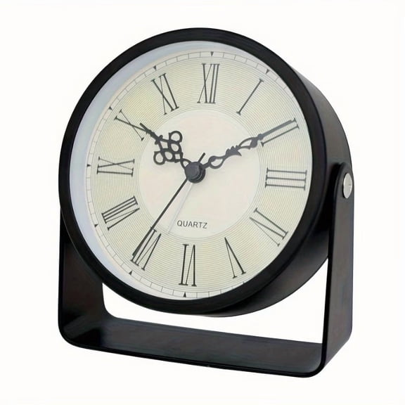 Painted Metal Alarm Clock 4 Inch Silent Rotating No Ticking for Bedroom Desk