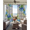 thumbnail image 3 of Blue Hydrangea Black Out Curtains 54 Inch Long, Short Curtains for Small Window, Rustic Wooden Butterfly Spring Floral Room Darkening Farmhouse Window Curtains for Kitchen Bedroom 42"x54" 2 Panels, 3 of 8