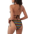 thumbnail image 4 of Yiaed Rainbow Chequerboard Print Women's Two Piece Bikini Swimsuit Sexy Triangle Top Bathing Suits String Cheeky Bikini Sets -XX-Large, 4 of 6