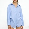 thumbnail image 4 of Purcolt Womens Striped Button Down Shirts Dressy Casual Long Sleeve Collared Blouses Boyfriend Work Office Tops, 4 of 6