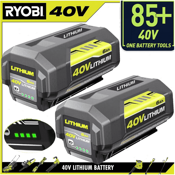 2Packs 40 Volt 6.0Ah OP4040 Replacement for Ryobi 40V Lithium Battery OP4050A OP40601 OP4026A OP40601 OP4030