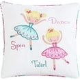 thumbnail image 2 of Cozy Line Dancing Ballerina Girls Pink White Embroidered Print Square Decorative Throw Pillow, (2 Girls, Decor Pillow - 1 pc), 2 of 3