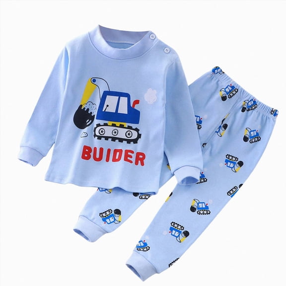 NOLDARES Toddler Baby Boy Clothes 2pcs Fall Winter Outfits Long Sleeve Pullover Sweatshirt Casual Pants Graphic Print Clothing Set(Light Blue,18-24 M)