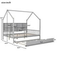 thumbnail image 7 of Multifunctional House Bed with Trundle and Storage Shelves, Full Size Platform Bed Frame with Roof, Headboard and Footboard, Solid Wood Tent Bed for Boys Girls Adults, No Box Spring Needed, Gray, 7 of 7