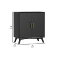 thumbnail image 5 of Ian 36 Inch Small Bar Cabinet with 2 Doors Flared Legs Modern Black Wood - Saltoro Sherpi, 5 of 5