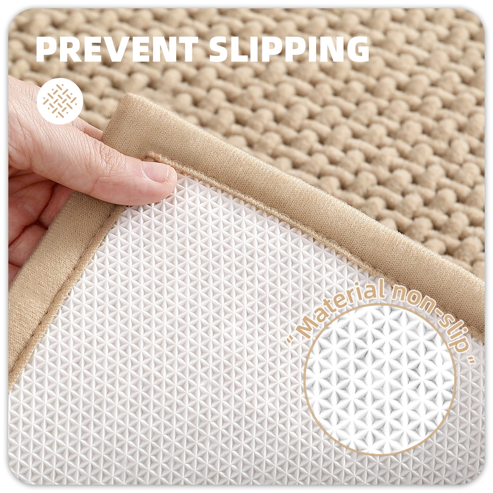 PABUBE Bathroom Rug, Non Slips Bath Mat, Machine Washable Bathroom Mat, Soft Absorbent Bathmat Bath Rug, Bathroom Rug and Mat for Bathroom Floor (20"x32",Beige)
