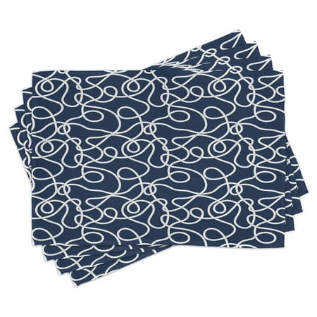 

Navy Placemats Set of 4 Under the Sea Atlantic Ocean Inspired Tangled Boat Ship Marine Ropes Image Washable Fabric Place Mats for Dining Room Kitchen Table Decor Navy Blue and White by Ambesonne