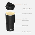 thumbnail image 4 of Asobu Insulated Coffee Travel Pick Me Up Stainless Steel Mug with Ceramic Coating 20 oz BLACK, 4 of 5