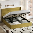 thumbnail image 3 of Einfach King Size Lift up Platform Storage Bed Frame with Fabric Upholstered Wingback Panel Headboard, Olive Yellow, 3 of 10