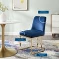 thumbnail image 5 of Side Dining Chair, Velvet, Metal Steel, Gold Blue Navy, Modern Contemporary Urban Design, Kitchen Room Cafe Bistro Restaurant Hospitality, 5 of 9