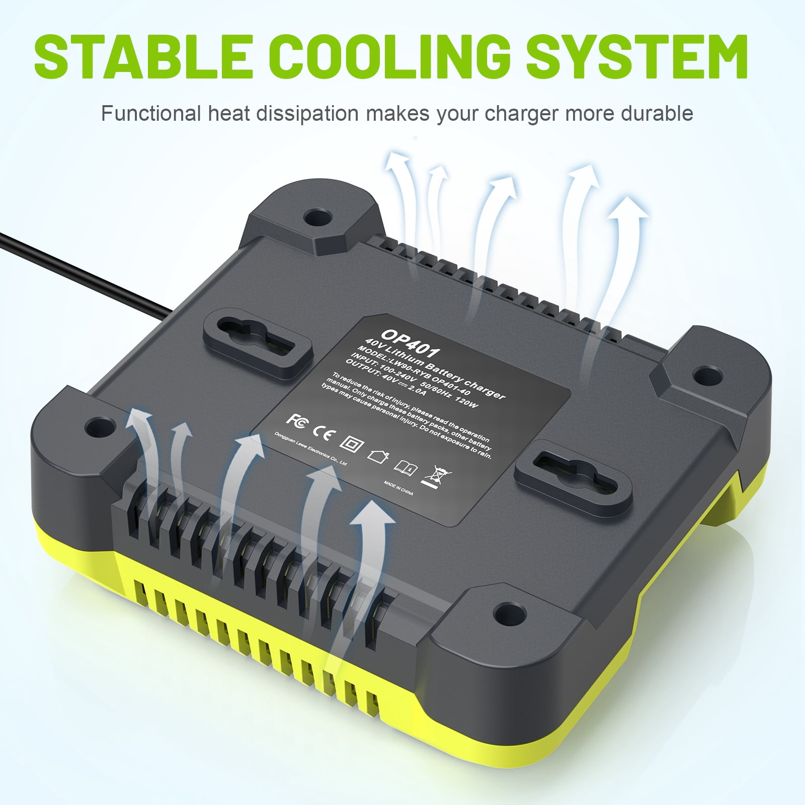 40V OP401 Charger for Ryobi Battery, Lithium-ion Battery Charger for OP4015 OP4026 OP4026A OP4030 OP4040 OP4050 OP4050A OP4060 OP40261 OP40301 OP40401 OP4050