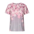 thumbnail image 6 of Pincandy Women's Casual Loose Floral Print Crewneck Printed Short Sleeve T-Shirt Tops,Pink,XL, 6 of 8