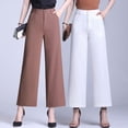 thumbnail image 4 of Pantalones casuales holgados de cintura alta y pierna recta Pantalones cortos para mujer Pantalones de lino tencel cómodos para mujer, 4 of 4