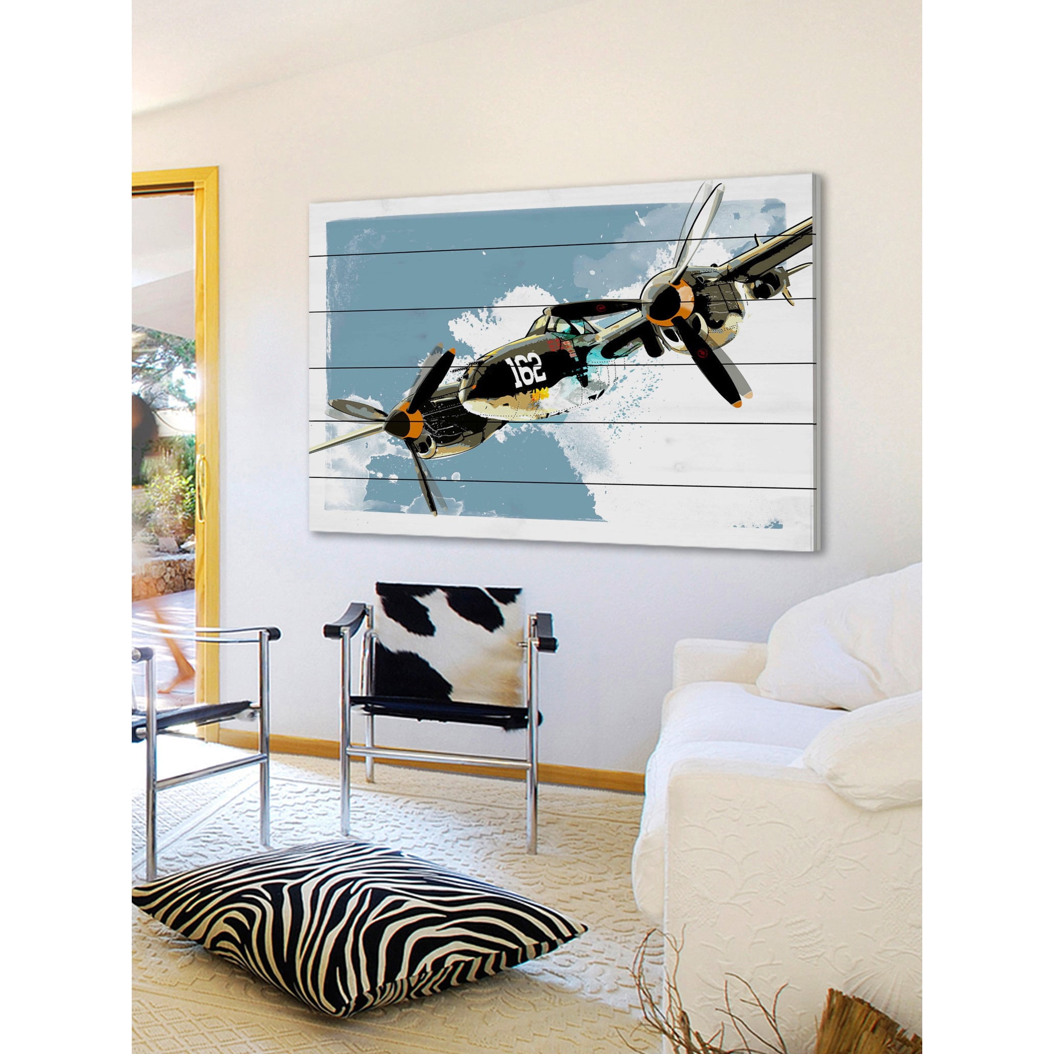 Marmont Hill "P38 Lightning" by Rick Martin Painting Print on White Wood