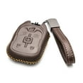 thumbnail image 2 of Vitodeco Genuine Leather Smart Key Fob Case Cover Protector with Leather Key Strap Compatible for 2015-2022 GMC Yukon, Yukon XL, Yukon Denali (6-Button, Brown), 2 of 5