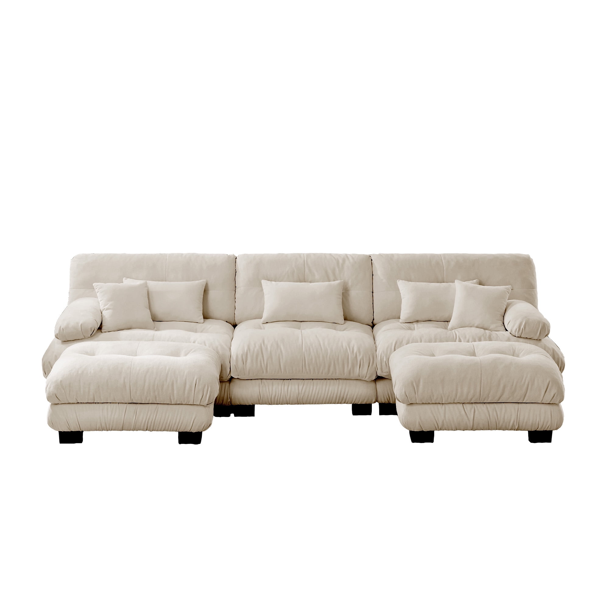 Gewnee White Chenille Cloud Couch 2 Seater Sofa for Living Room, Chenille 2 - Seat sofa with 2 Lumbar pillows and 2 throw pillows,