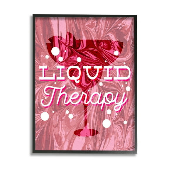 Stupell Industries Liquid Therapy Bold Pink Cocktail Food & Beverage Painting Black Framed Art Print Wall Art