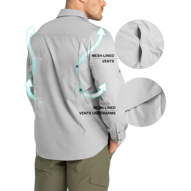 33,000ft Men's Long Sleeve Hiking Shirts Lightweight Quick Dry Sun Protection UV Fishing Travel Shirt Outdoor Safari Outdoor, Size: Small