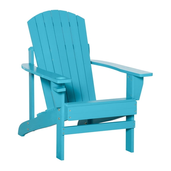 Adirondack Chair, Campfire chair and Deck Chair, Classic Lounge w/ Built-in Cupholder for Patio, Backyard, Deep Sky Blue