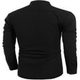 thumbnail image 4 of PENGXIANG Men‘s Linen Shirts Solid Color Long Sleeve Stand Collar Button Tops, 4 of 5
