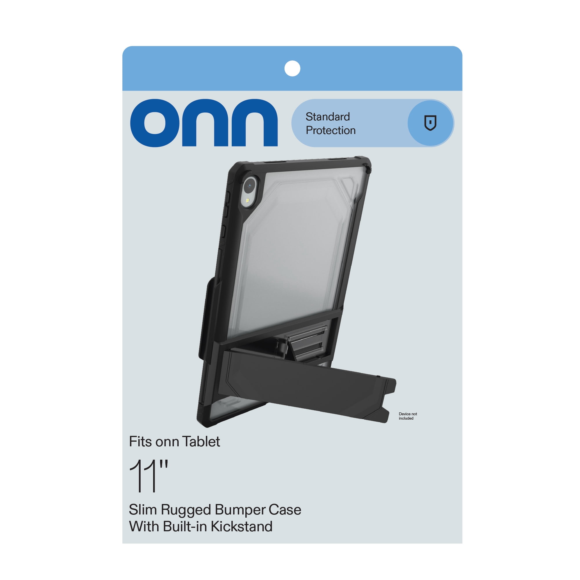 onn Slim Rugged Tablet Case with Kickstand for onn 11" Tablet (2026 Model) - Black/Clear