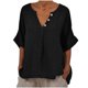thumbnail image 1 of Vestidos Casuales Para Mujer, Blusas De Mujer De Moda Camisa de lino para mujer, color liso, manga corta, informal, cuello en V, 1 of 6