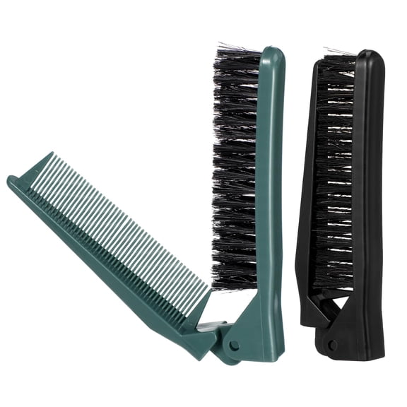 RAGUPEL 2Pcs Travel Foldable Brush,Dual Headed Folding Comb Brush with Bristles,Portable Edge Control Beard Grooming Hairbrush for Men Slick Back Women Purse Pocket Gym Hair Styling Tool