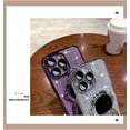 thumbnail image 6 of Astronaut Hidden Stand Phone Case for iPhone 13,Cute Astronaut Folding Bracket Kickstand Luxury Glitter Bling 6D Electroplated Soft TPU Protective Case for Men Women Purple, 6 of 16