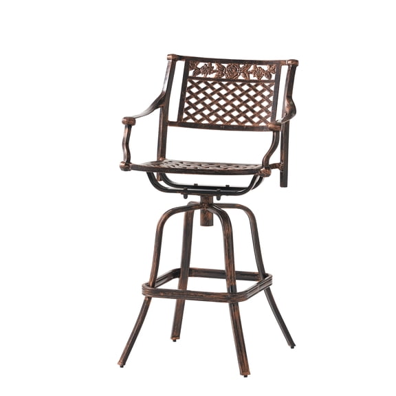 29.5" Metal Outdoor Bar Stool Swivel Chair,Copper