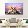 thumbnail image 2 of TISHIRON 3PCS Framed Canvas Wall Art Set,60"x40" Tiger Perched on The Rock Canvas Art Decor, 2 of 6