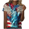 thumbnail image 2 of Frostluinai Women's American Flag T-Shirts Independence Day Graphic Tees Short Sleeve Crew Neck Patriotic Tee Shirts Gifts for Women, 2 of 4