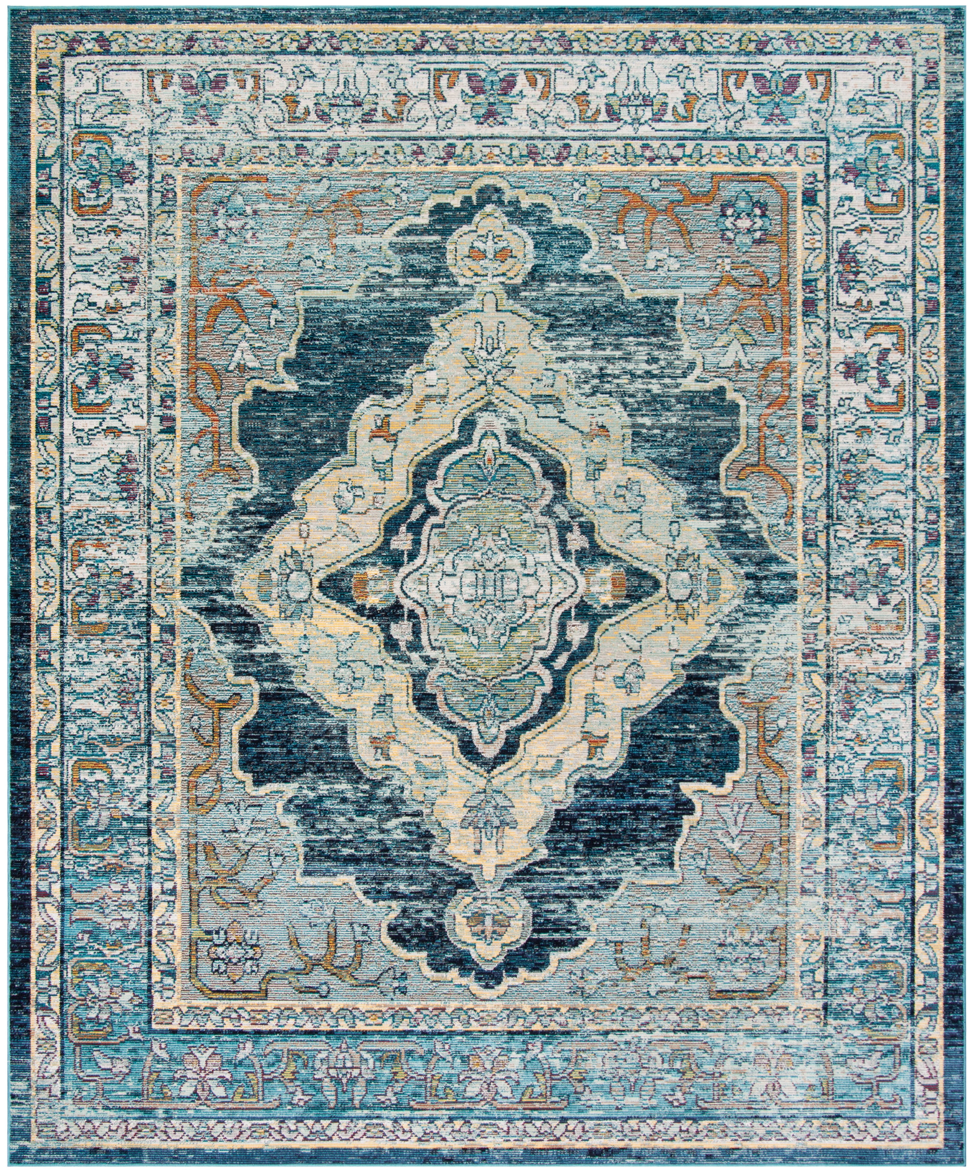 SAFAVIEH Crystal Miranda Oriental Area Rug, Blue/Yellow, 9' x 12'