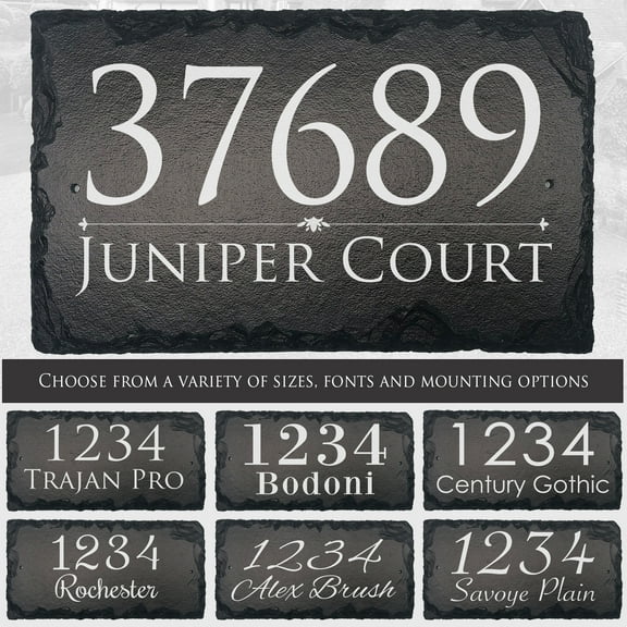 Beautifully Handcrafted and Customizable Slate Home Address Plaque. Improve the curb appeal of your property with this bespoke house sign.