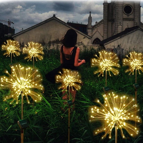 Firework Lights Outdoor On Poles,Firework Lights Outdoor,90 Led Waterproof Solar Firework Lights for Outside,8 Mode Solar Waterproof Decorative Starburst Lights for Courtyard Garden Christmas Party