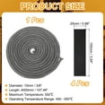 thumbnail image 2 of 3/8" x 157" Wood Stove Gasket Kit, Graphite Fiberglass Round High-Temperature Resistance Seal Rope Replacement with 4pcs Joint Tapes for Stoves Fireplace Door, Black, 2 of 7