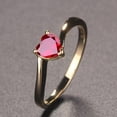 thumbnail image 3 of Women's Fashion Simple Red Sapphire Heart-shaped Ring, 3 of 6