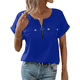 thumbnail image 1 of Blusa con Cremallera para Mujer, de Poliéster, con Botones y Corta, Ideal para el Tiempo Libre, Color Azul XXL, 1 of 6