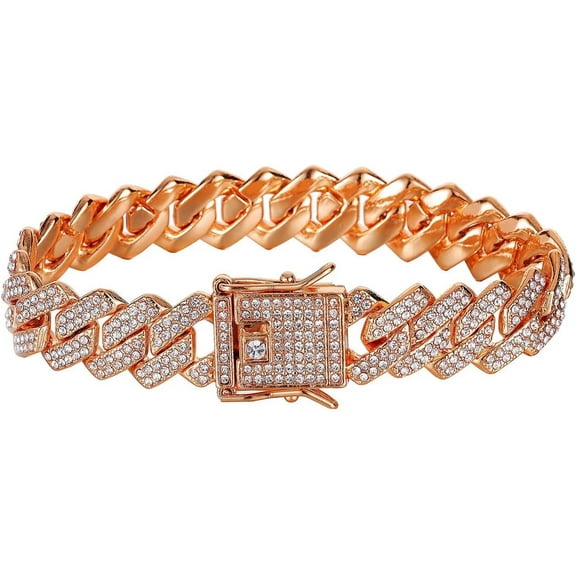 14mm Cuban Link Bracelet For Men Women Silver/Gold/Rose Gold Bracelets Iced Out Miami Cuban Bracelet Hip Hop Jewelry Gift