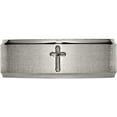 thumbnail image 3 of Titanium Brushed Center Cross 8mm Ridged Edge Band (Size 7.5) Made In China tb78-7.5, 3 of 5