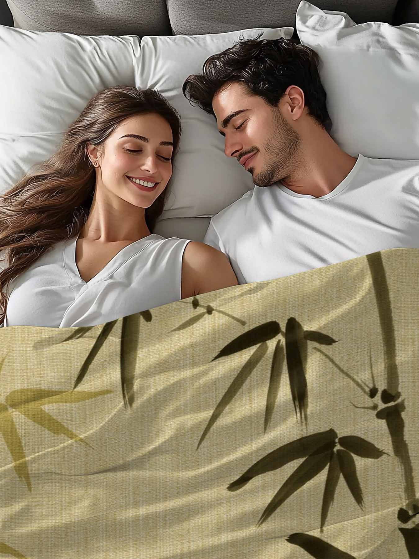 Queen Flat Sheet 90"x102", Vintage Bamboos Soft Lightweight Bedding Flat Sheets Only, Ink Painting Retro Art Rustic Brushed Microfiber Top Bed Sheet, Breathable StainResistant Bedsheets