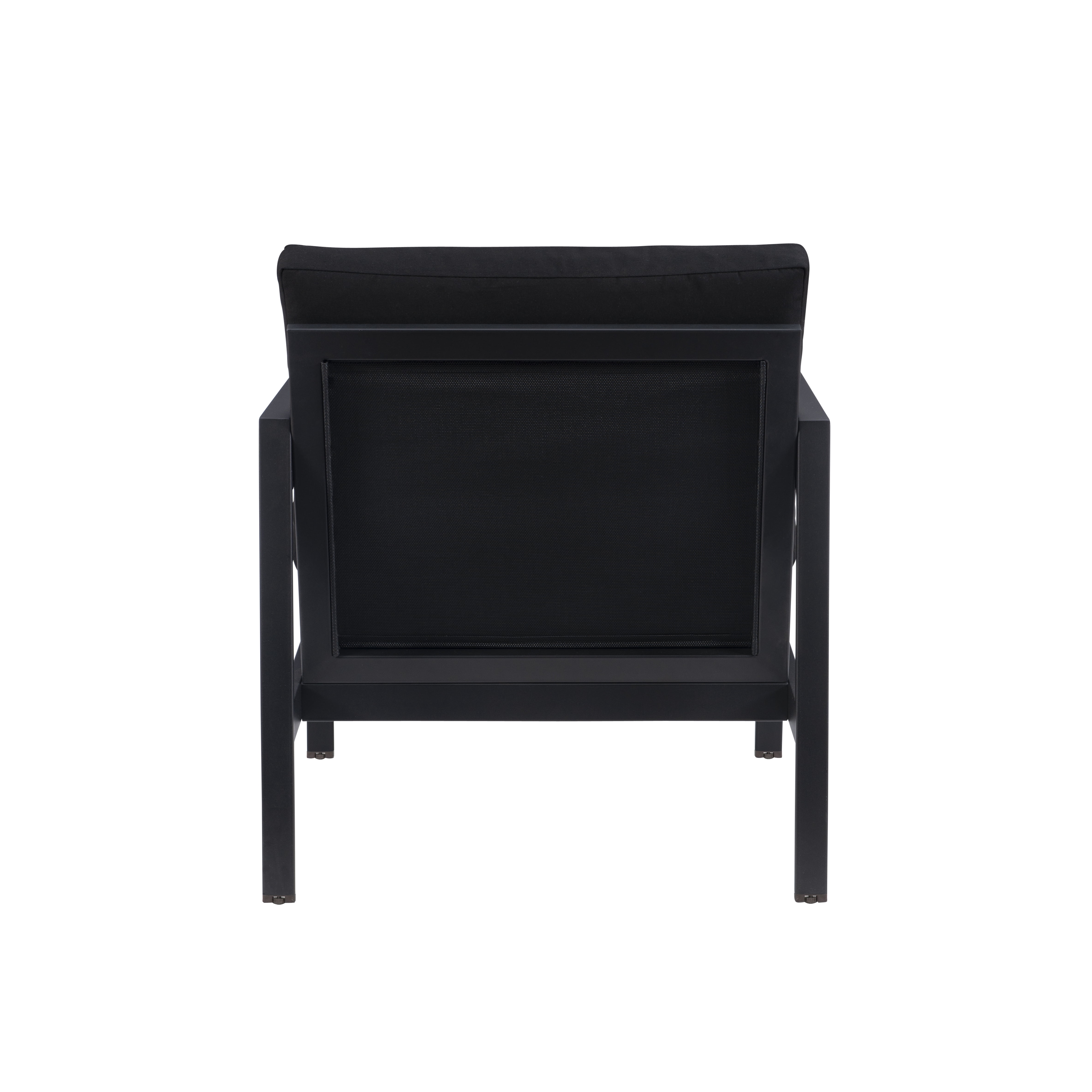 Linon Arlington Metal Outdoor Lounge Chair with Cusions, Black