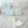 thumbnail image 7 of Unique Bargains 2Pcs Quilted Large Capacity Travel Storage Makeup Bag for C Blue, 7 of 7