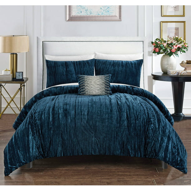 Chic Home Kerk 4 Piece Comforter Set, Crushed Velvet King Size Bedding