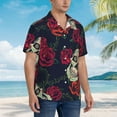 thumbnail image 5 of Daiia Roses Skulls Hawaiian Shirt for Men Gentle Cotton Regular Short Sleeve Casual-XX-Large, 5 of 9