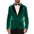 thumbnail image 1 of Chaqueta de traje de terciopelo INSPIRE CHIC para hombres, blazer de terciopelo verde con solapa en contraste para bodas y fiestas, 1 of 5