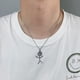 thumbnail image 5 of Collar con garabatos DIVERTIDOS CHAO acero inoxidable colgante dedo medio sonriente, 5 of 5