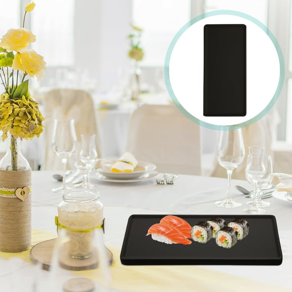 Ceramic Platter Trays Porcelain Serving Tray Rectangular Plate Sushi Plate Ceramic Platter for Meat Appetizer Black