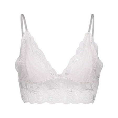 

REORIAFEE Bra for Women Everyday Bra Comfort Bralette Cup Vest Crop Wirefree Bra Lingerie Sexy V Neck Underwear White S