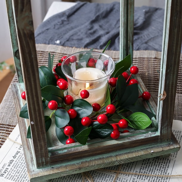 Christmas Candle Ring Garland Red Berry Christmas Candle Ring Hanging Garland Suitable For Kitchen Cabinet Christmas Table Centerpiece